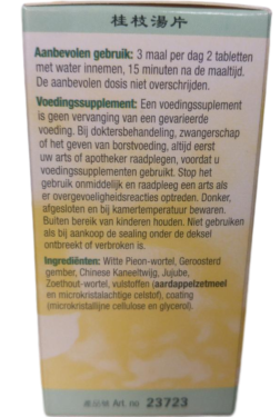 Cinnamon Form, Gui Zhi Tang Pian bij verkoudheid met hoofdpijn koorts en zweten.
