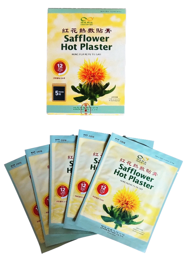 Safflower hot plaster, 5 warmtepleisters (13 X 10 CM) bij spierpijn